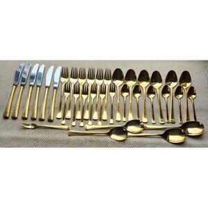 SBS Solingen Germany 23/24K Gold Plated Flatware Set Service for 6 plus 35 Piece